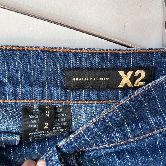 Gently Worn, but Lovingly Cared For, X2 Quality Denim Striped Flare Jeans - Picture 9 of 13